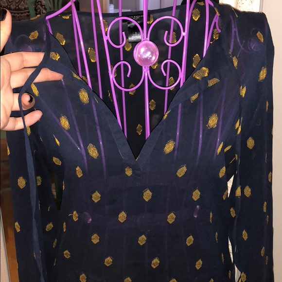 LAST CALL 9/11/22 - Ann Taylor sheer career v neck top - Picture 2 of 6